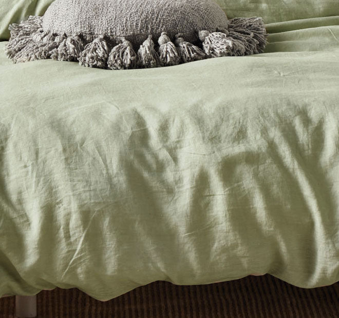 Nimes Linen Quilt Cover Set Range Wasabi