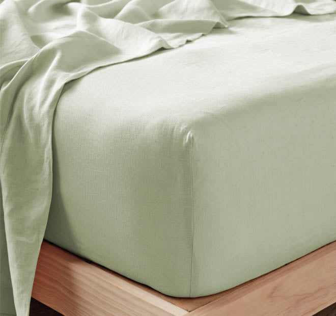 Nimes Linen Mega Fitted Sheet Range Wasabi