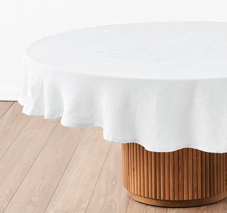 Nimes Linen Round Tablecloth White