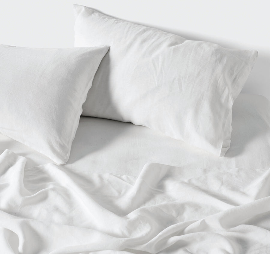 Nimes Linen Mega Flat Sheet Range White