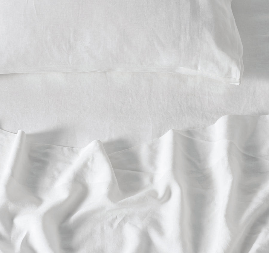 Nimes Linen Mega Flat Sheet Range White