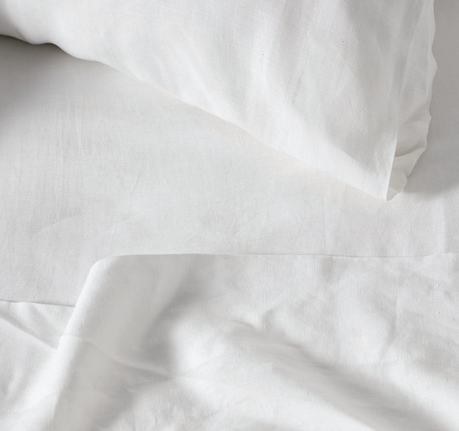 Nimes Linen Mega Flat Sheet Range White