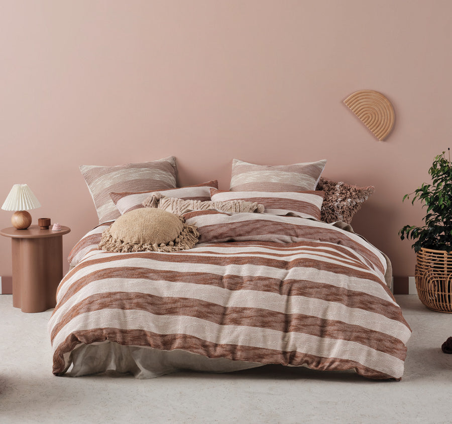 Oceania Quilt Cover Set Range Cinnamon