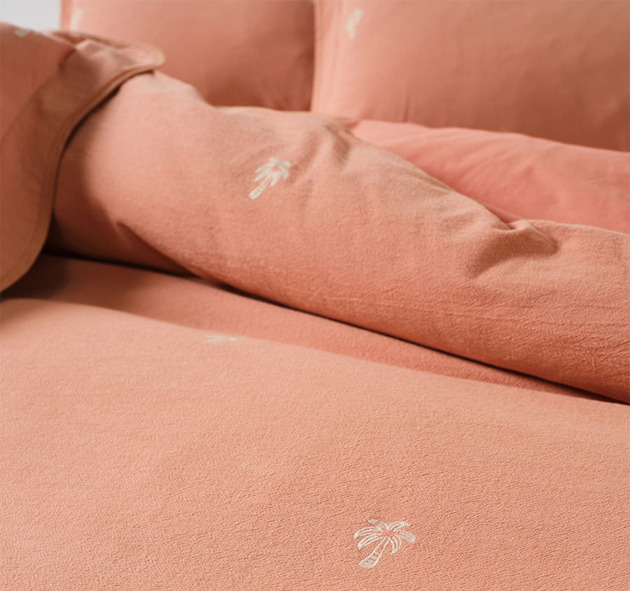 Palmier Quilt Cover Set Range Pink Clay