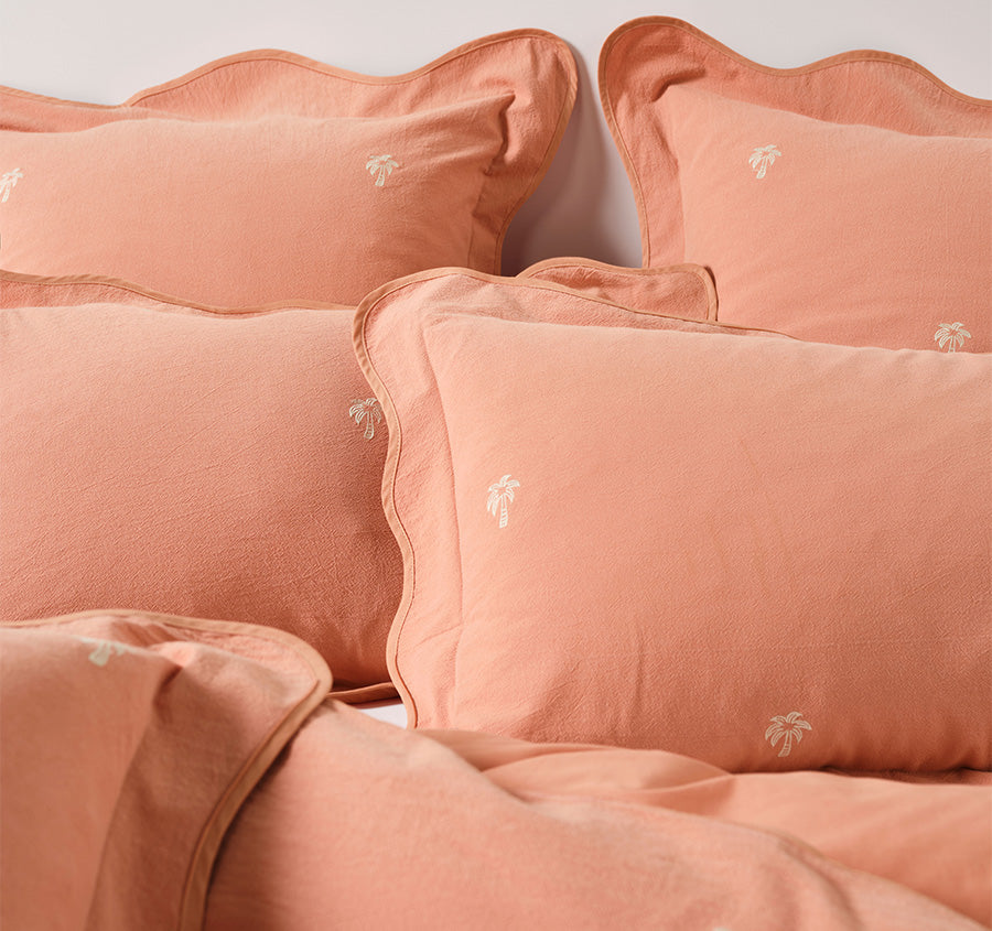 Palmier Quilt Cover Set Range Pink Clay