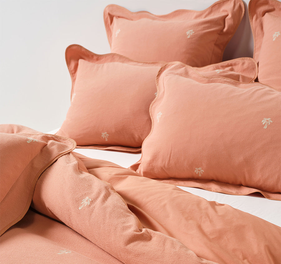 Palmier Quilt Cover Set Range Pink Clay