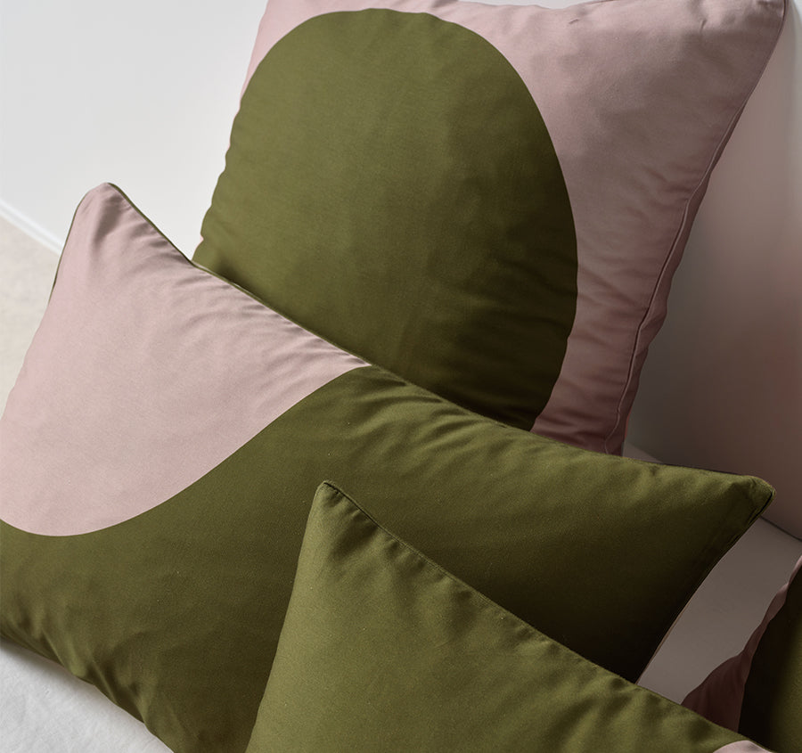 Pluto Quilt Cover Set Range Olive