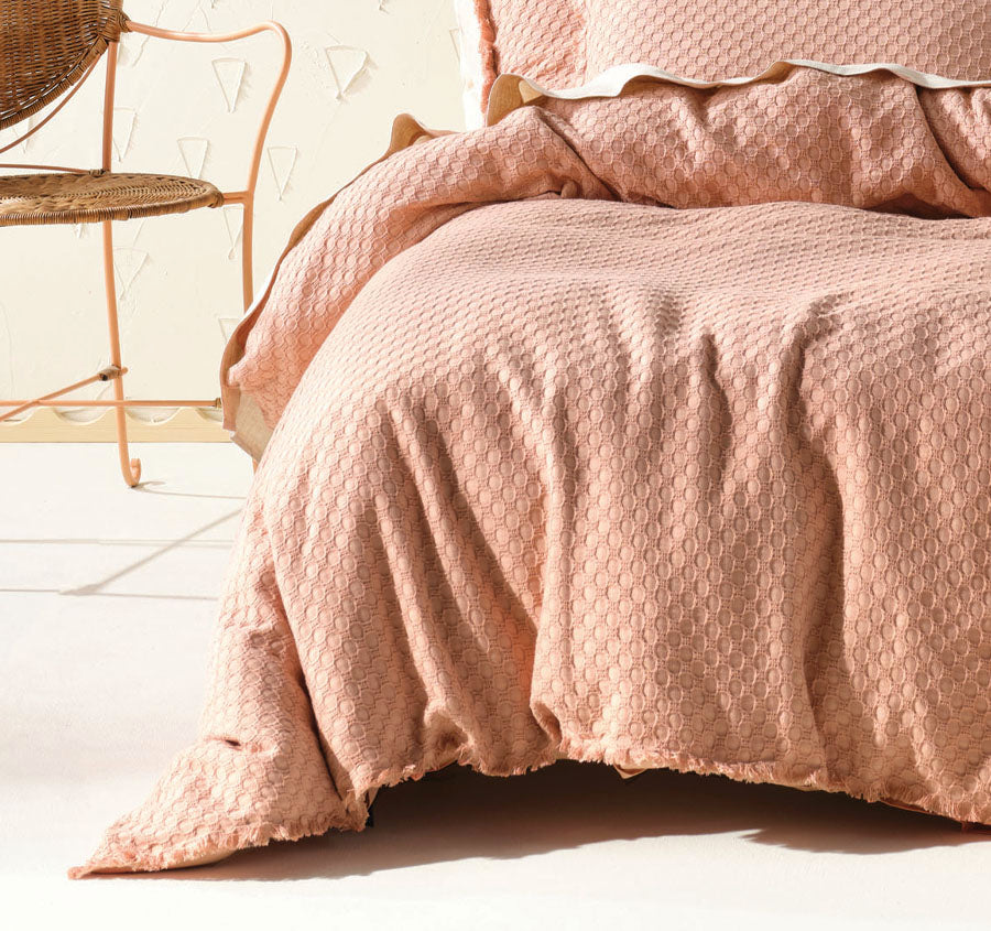 Raquelle Quilt Cover Set Range Pink Clay
