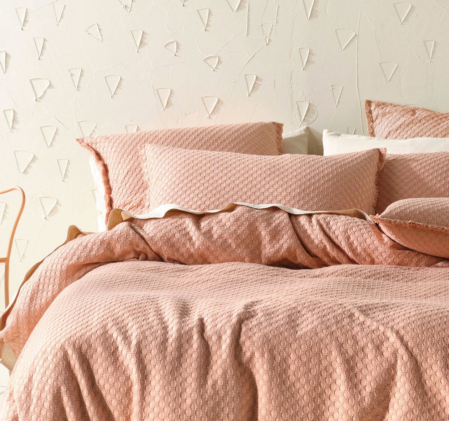 Raquelle Quilt Cover Set Range Pink Clay