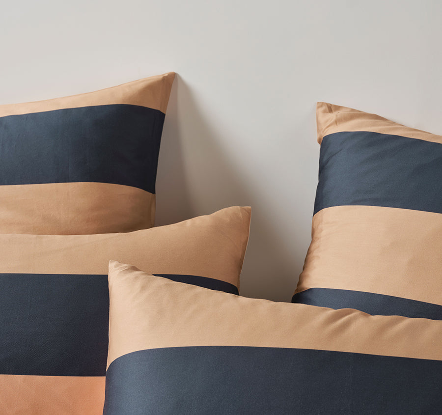 Rugby Stripe Quilt Cover Set Range Bluestone
