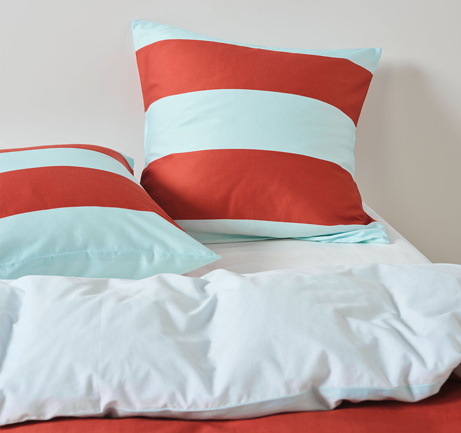 Rugby Stripe European Pillowcase Chilli