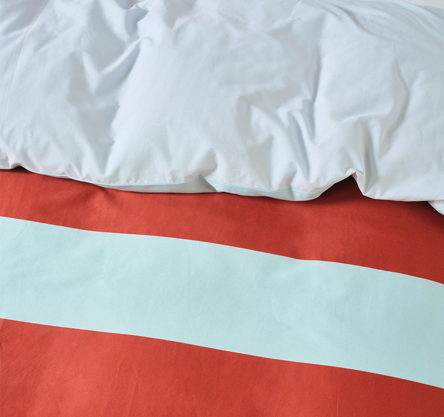 Rugby Stripe Quilt Cover Set Range Chilli