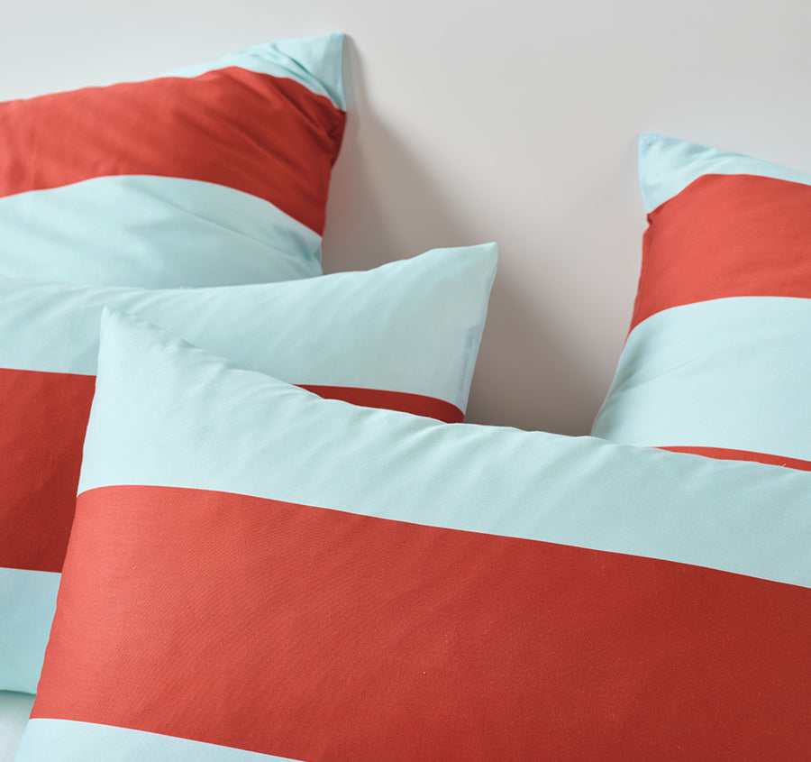 Rugby Stripe Quilt Cover Set Range Chilli