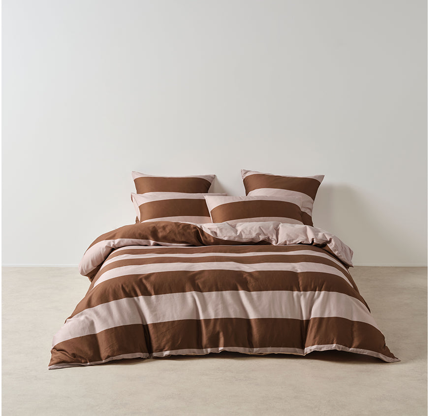 Rugby Stripe Quilt Cover Set Range Orchid