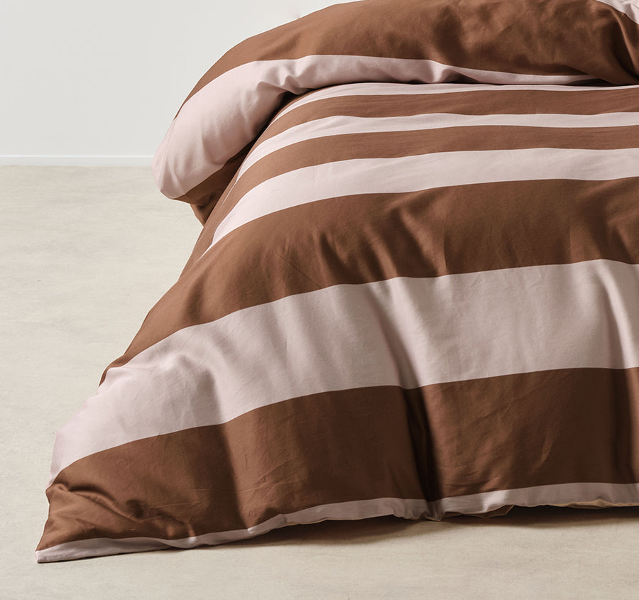 Rugby Stripe Quilt Cover Set Range Orchid