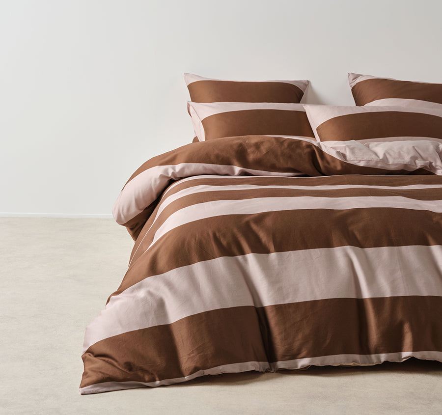 Rugby Stripe Quilt Cover Set Range Orchid