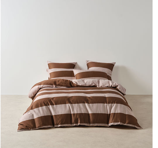 Rugby Stripe Quilt Cover Set Range Orchid
