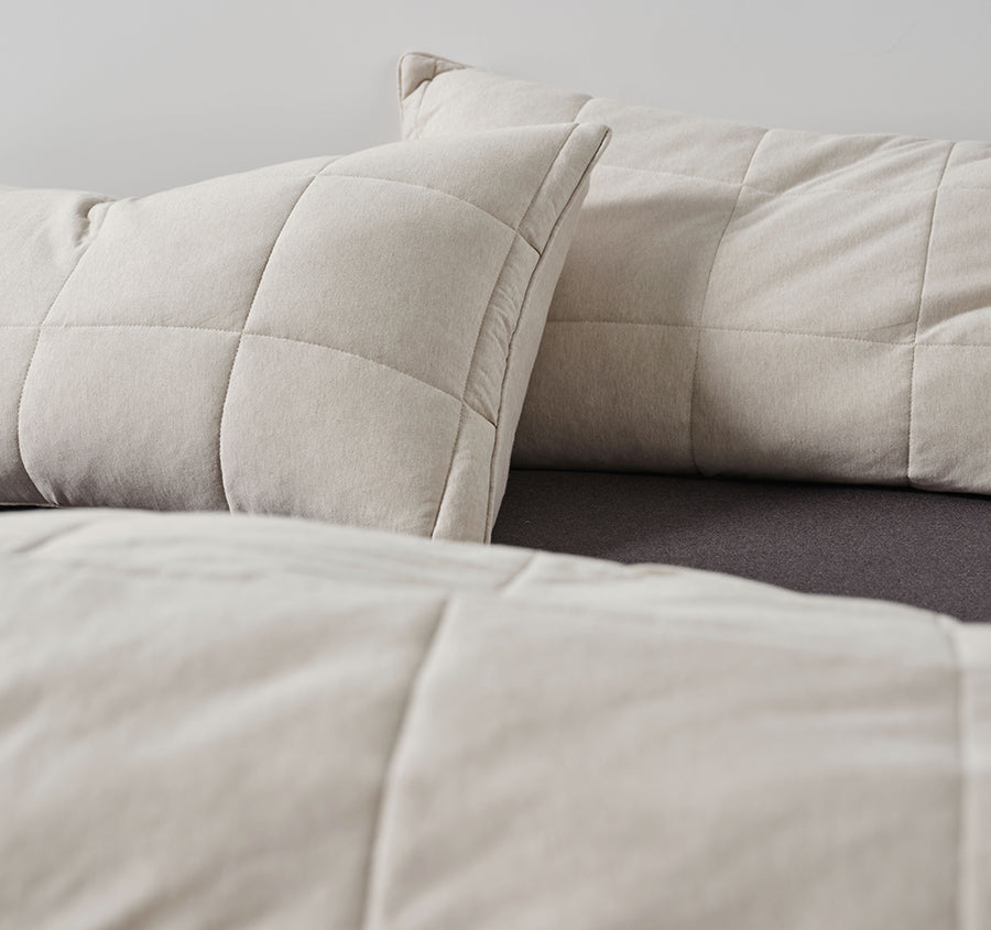 Ryland Jersey Quilt Cover Set Range Pebble
