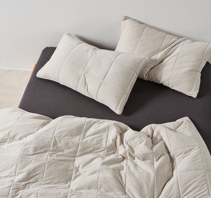 Ryland Jersey Quilt Cover Set Range Pebble
