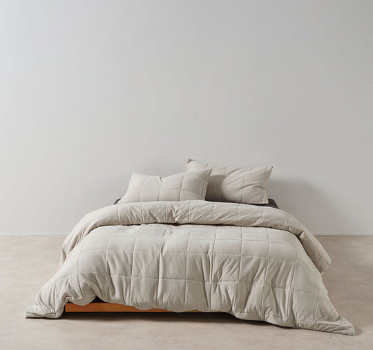 Ryland Jersey Quilt Cover Set Range Pebble