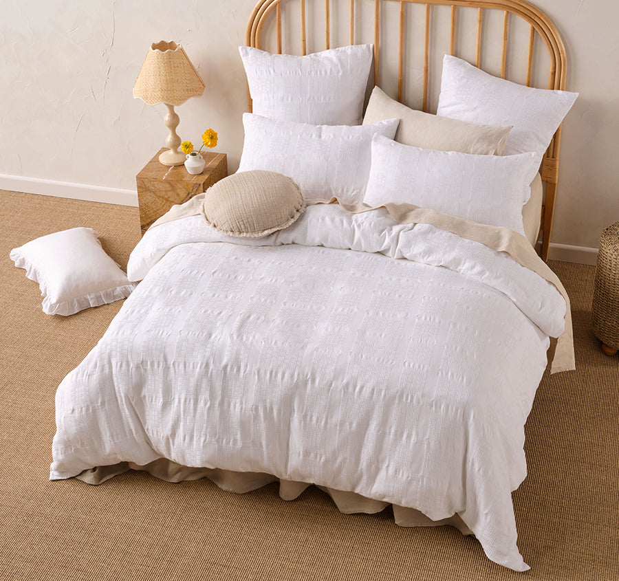 Seren Quilt Cover Set Range White