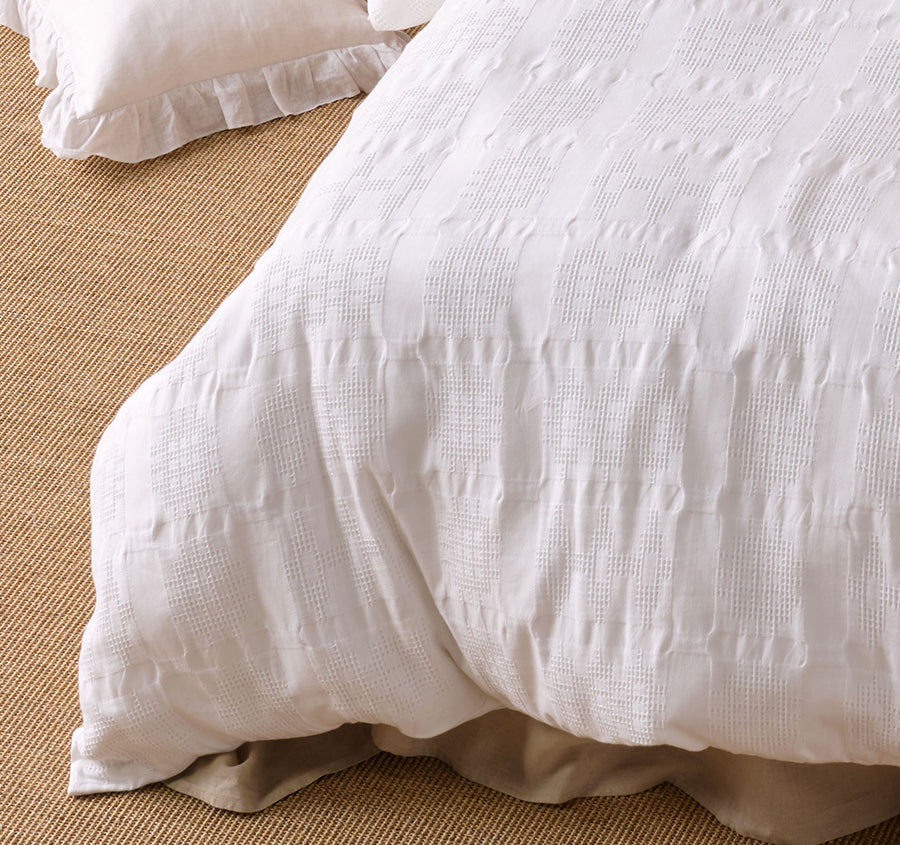 Seren Quilt Cover Set Range White