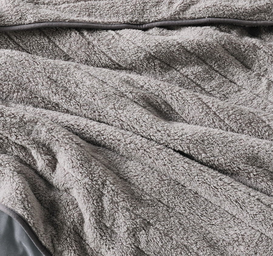 Sherpa 120x160cm Plush Heated Throw Light Grey