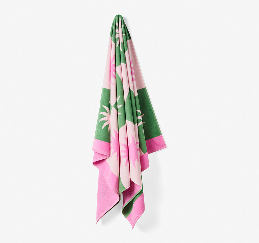 Sun Check 95x175cm Beach Towel Pink and Green