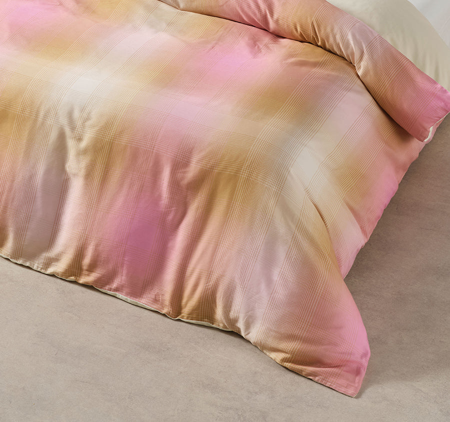 Sunrise Check Quilt Cover Set Range Bubblegum