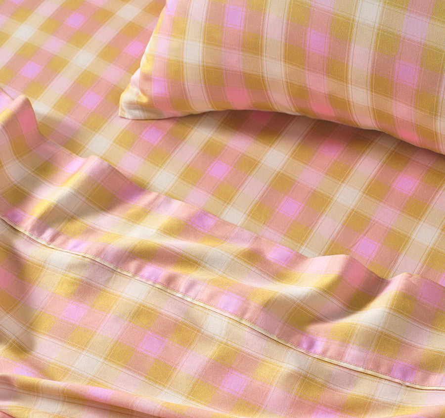 Sunrise Check Sheet Set Range Bubblegum