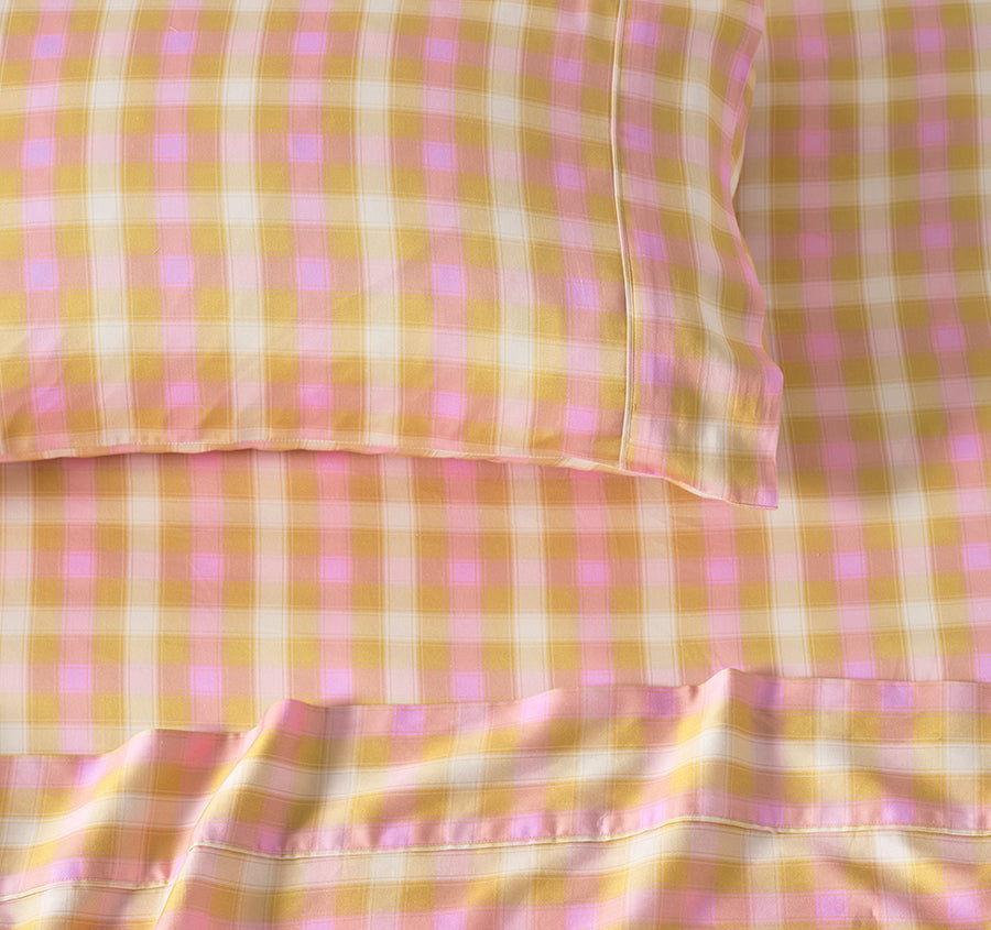 Sunrise Check Sheet Set Range Bubblegum