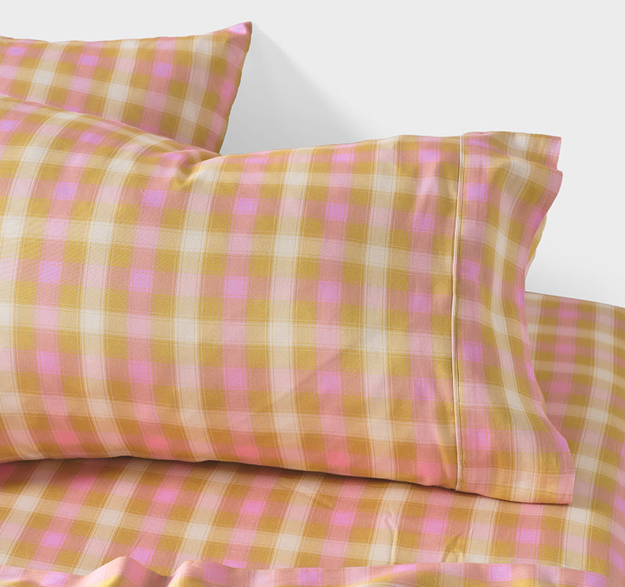Sunrise Check Sheet Set Range Bubblegum