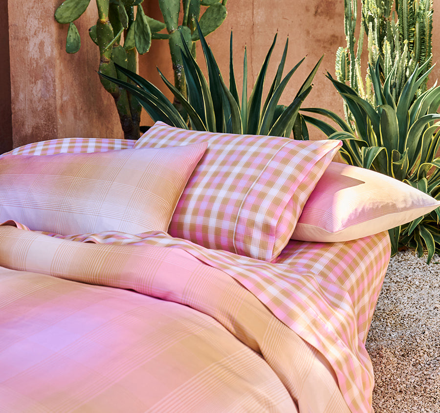 Sunrise Check Sheet Set Range Bubblegum