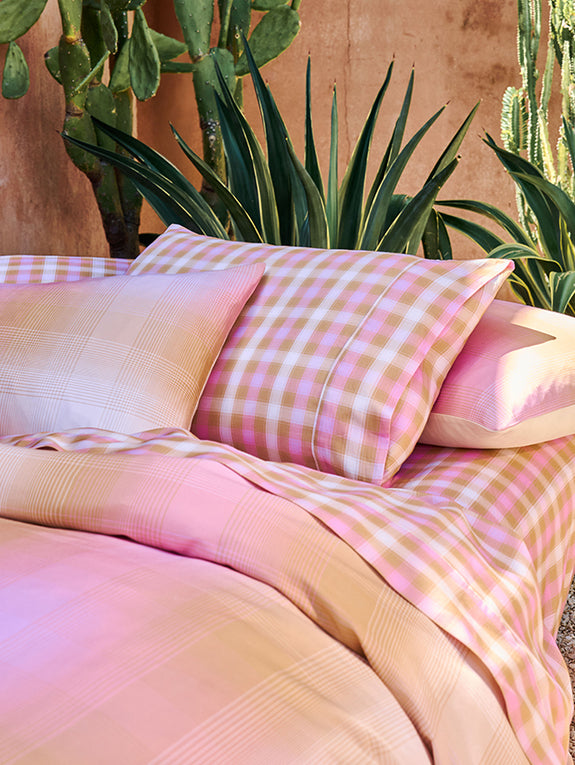 Sunrise Check Sheet Set Range Bubblegum