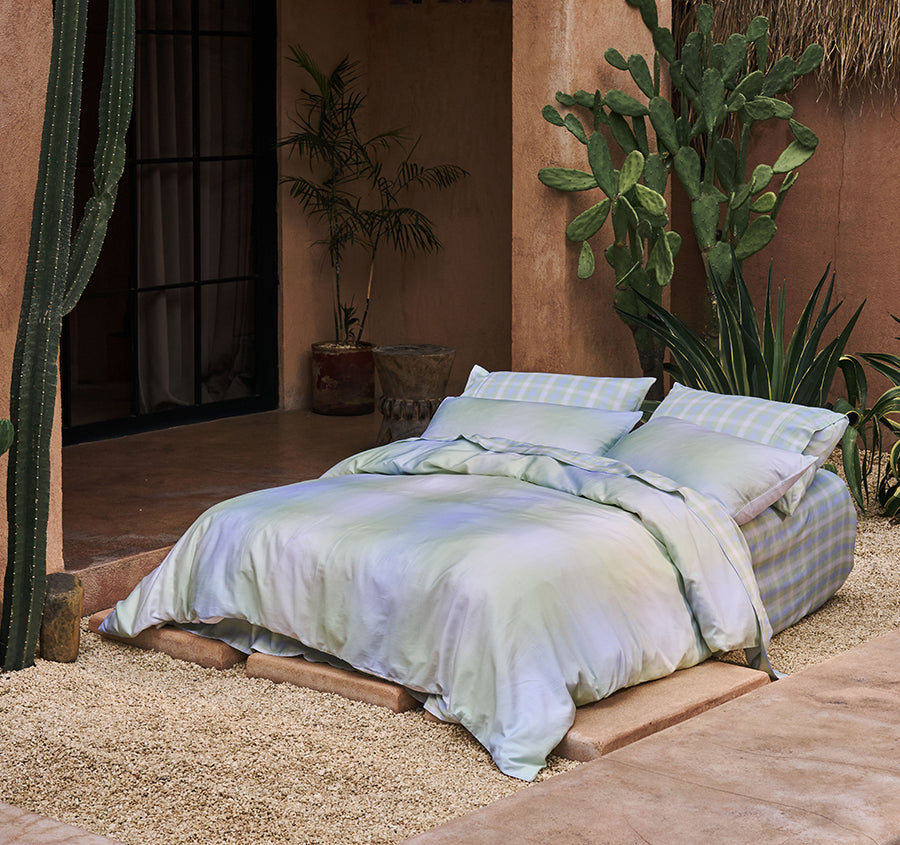 Sunrise Check Quilt Cover Set Range Clearwater
