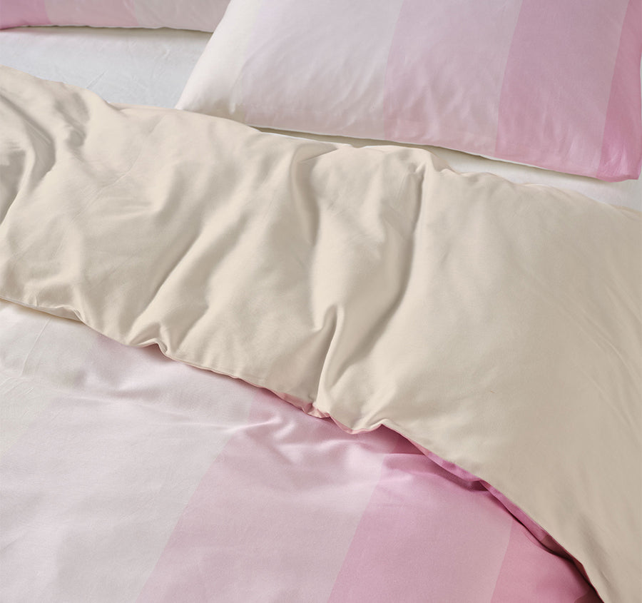 Sunrise Stripe Quilt Cover Set Range Bubblegum