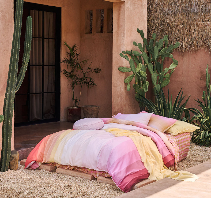 Sunrise Stripe Quilt Cover Set Range Bubblegum