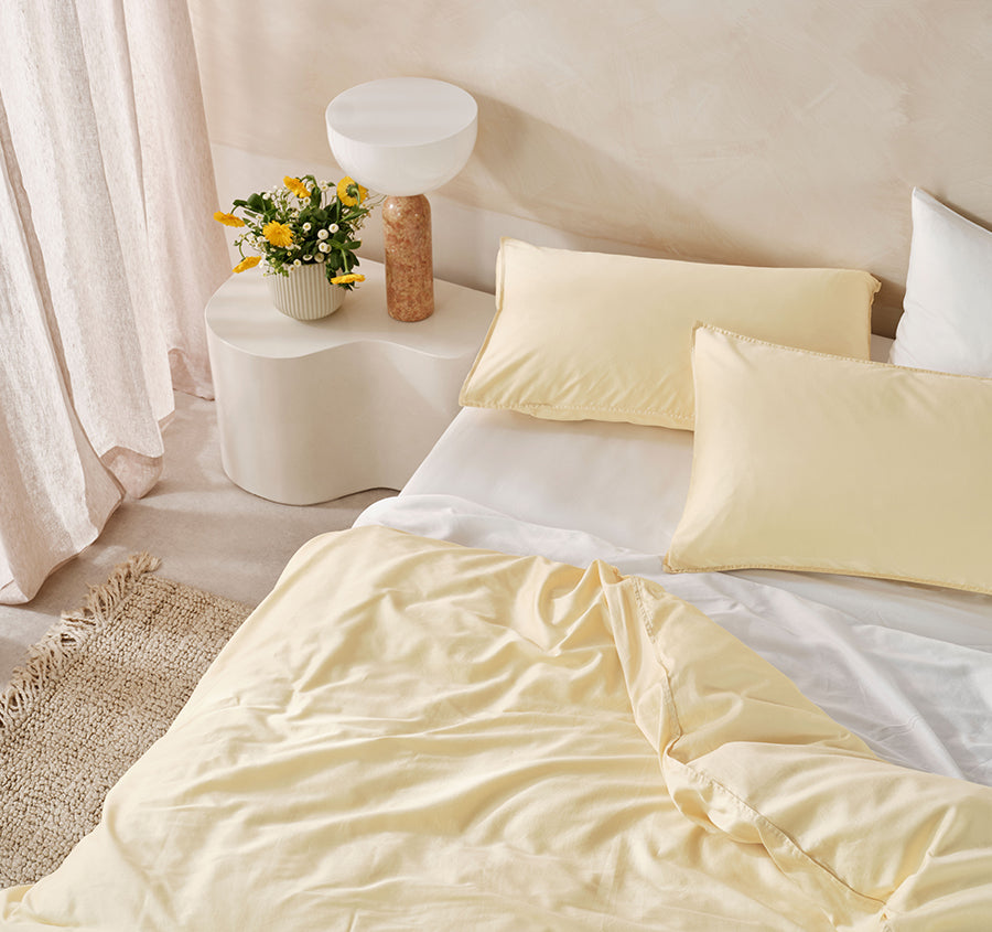 Surf Wash Quilt Cover Set Range Butter
