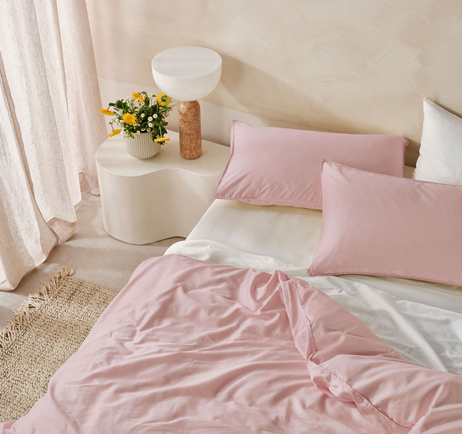 Surf Wash Quilt Cover Set Range Dusty Rose