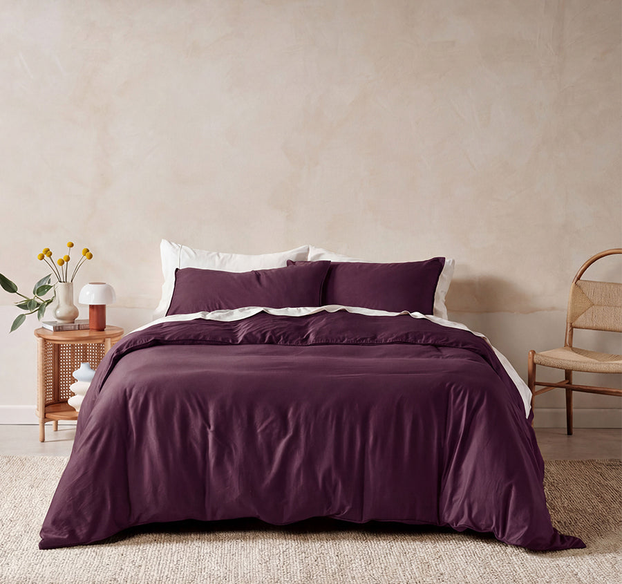 Surf Wash Range Quilt Cover Set Plum