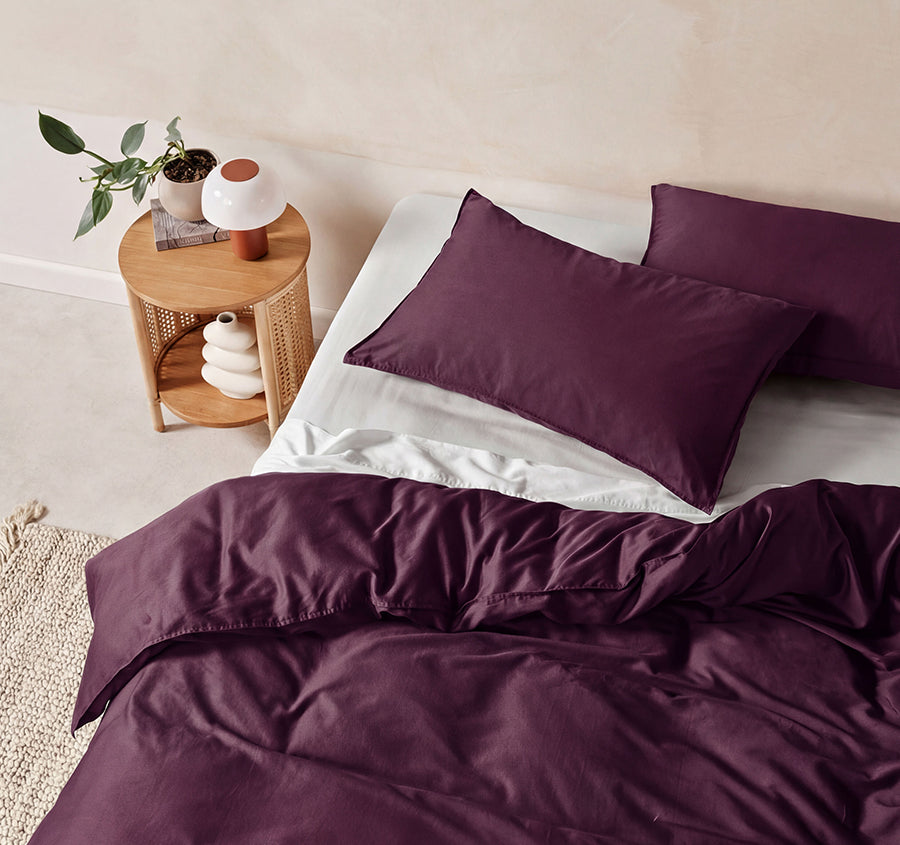 Surf Wash Range Quilt Cover Set Plum