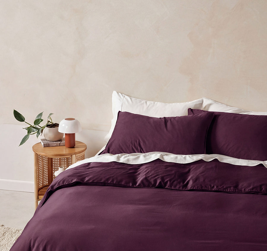 Surf Wash Range Quilt Cover Set Plum