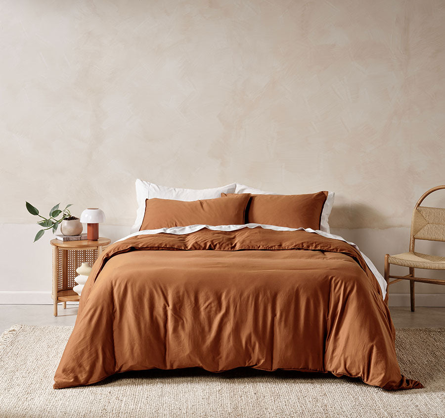 Surf Wash Quilt Cover Set Range Rust