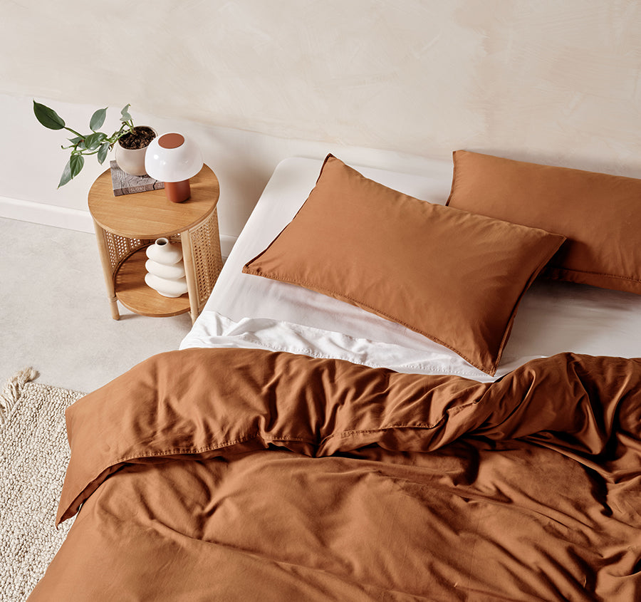 Surf Wash Quilt Cover Set Range Rust