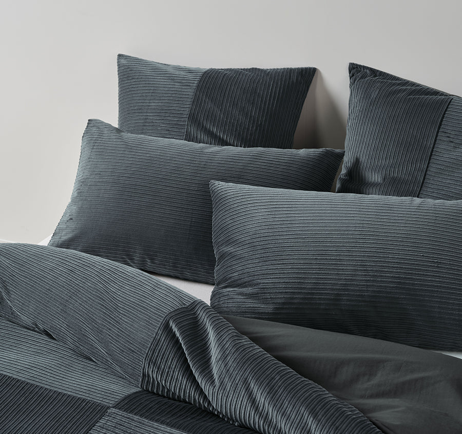 Tait Quilt Cover Set Range Bluestone
