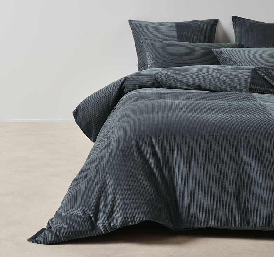 Tait Quilt Cover Set Range Bluestone