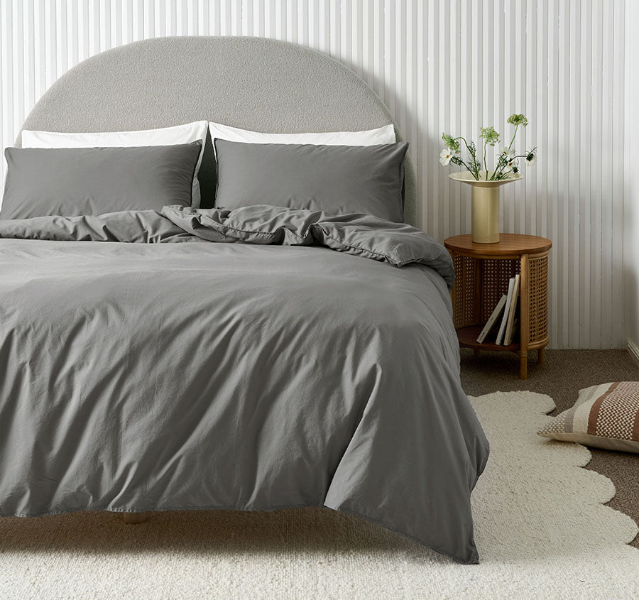 Terra Quilt Cover Set Range Steel