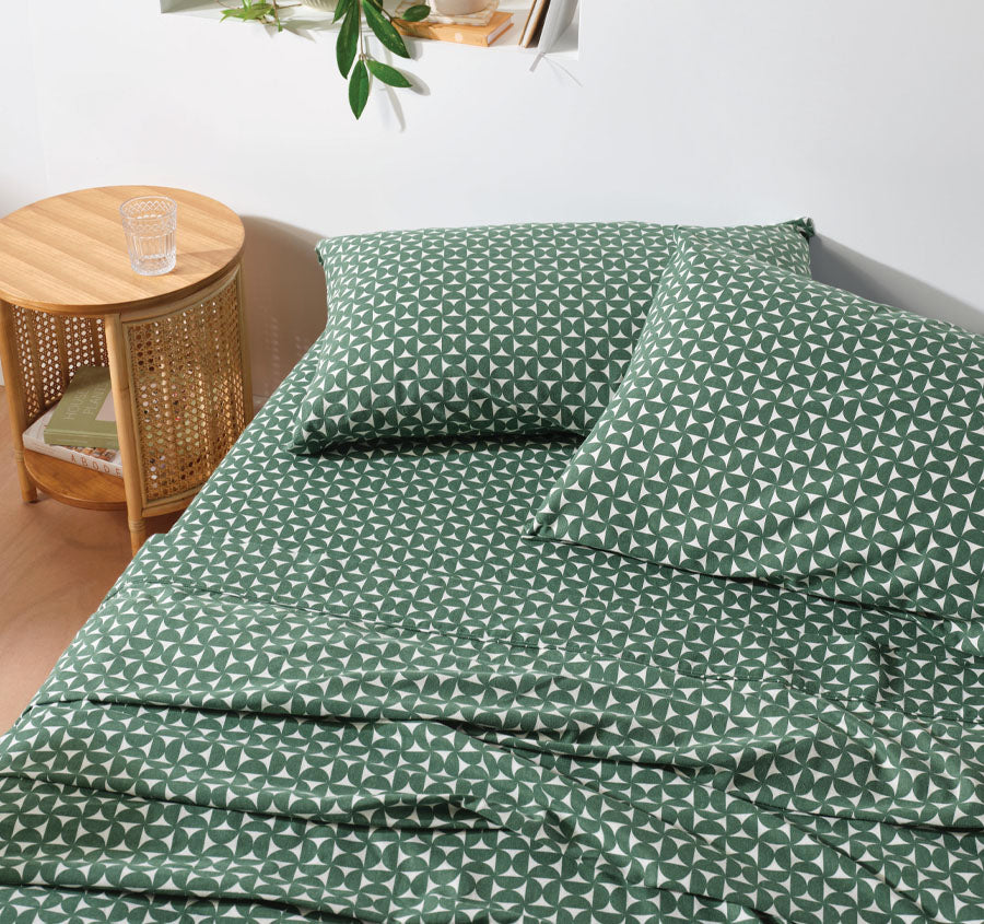 Tyra Printed Flannelette Cotton Mega Sheet Set Range Forest