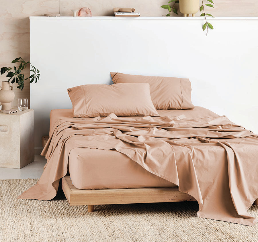 Vienna 300THC Cotton Sheet Set Range Clay