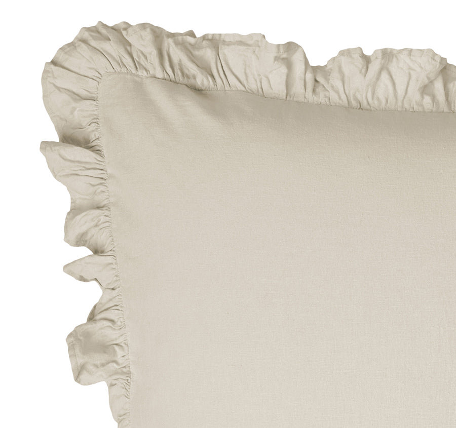 Vintage Ruffle European Pillowcase Natural